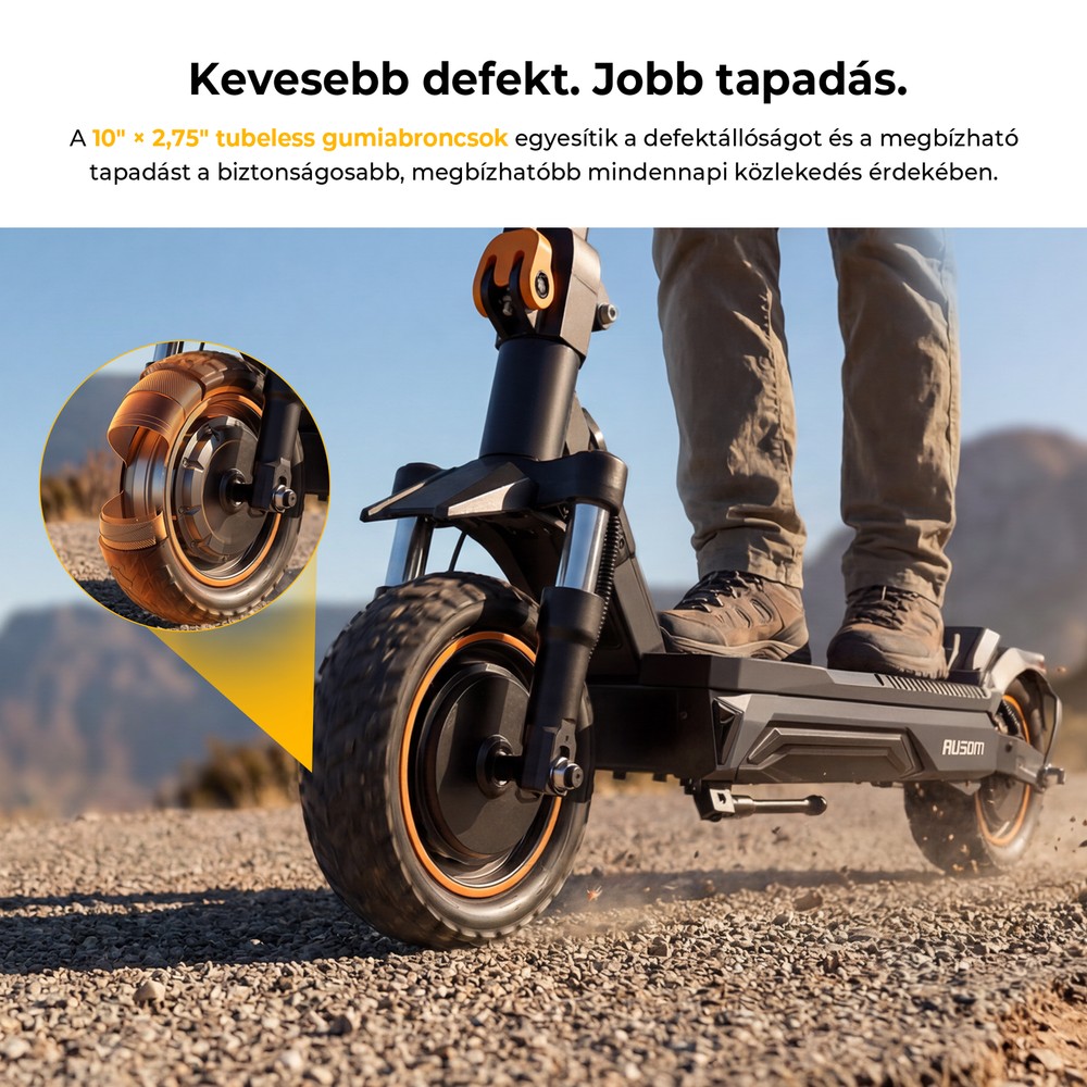 Ausom K20 Pro Dual Motor Electric Scooter, 1000W*2 Motor, 48V 18Ah Battery, 10 Inch Tires, 60km/h Max Speed, 90km Range, Front & Rear Disc Brake, Dual Front Suspension, NFC Unlock