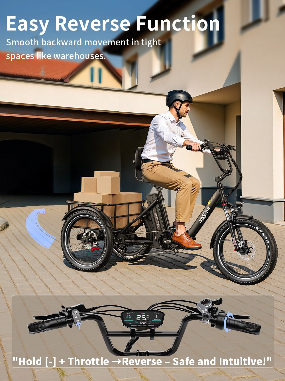 ONESPORT OT30 Pro Elektromos Teherszállító Tricikli, 500 W-os Motor, 48 V 18 Ah Akkumulátor, 20*3 hüvelykes Gumiabroncsok, 25 km/h Max. Sebesség, 90 km Hatótávolság, Hidraulikus Tárcsafékek, Lengéscsillapító Első Villa, Shimano 7 Sebességváltó, 180 kg Max. Terhelhetőség - Fekete