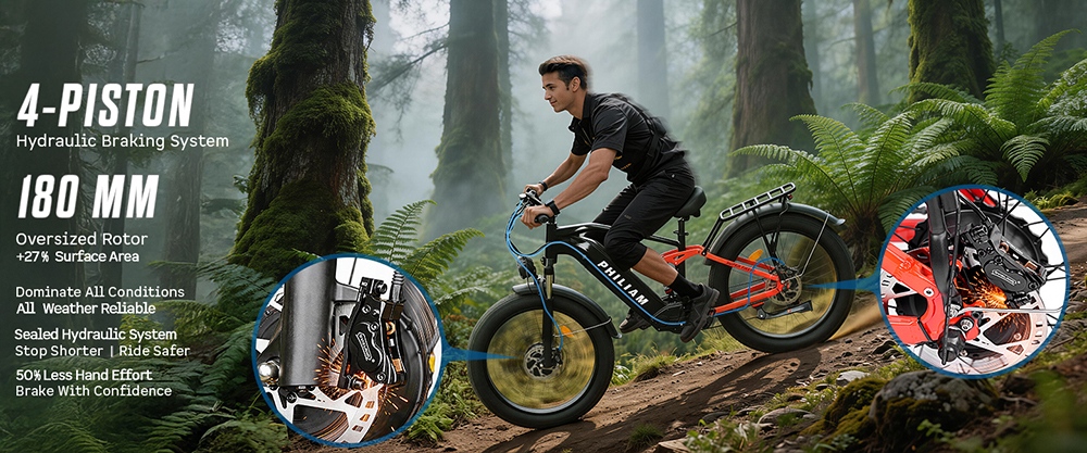 PHILIAM F3 PRO kétmotoros elektromos kerékpár, 1000W*2 (3000W csúcsteljesítmény), 52V 23Ah akkumulátor, 37 mph, 100 mérföld hatótáv, 26