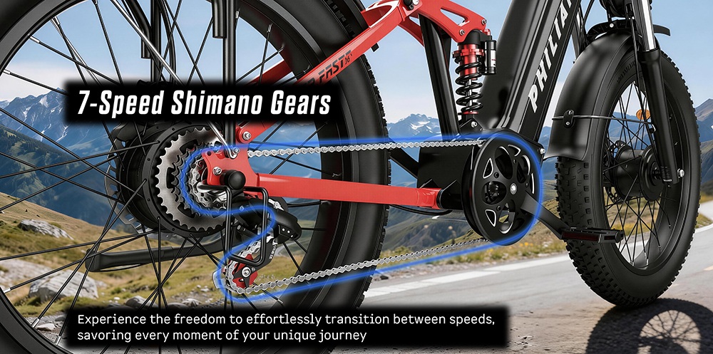 PHILIAM F3 PRO kétmotoros elektromos kerékpár, 1000W*2 (3000W csúcsteljesítmény), 52V 23Ah akkumulátor, 37 mph, 100 mérföld hatótáv, 26