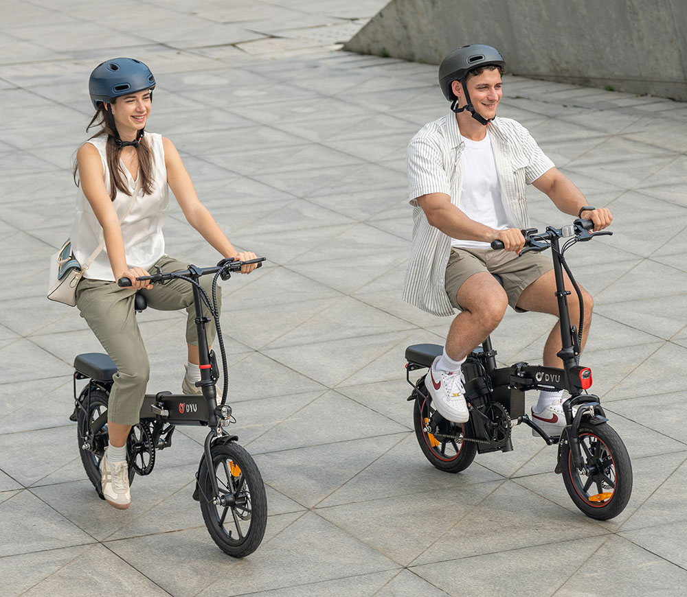 DYU A1F Electric City Bike 16 Inch 250W Motor 25Km/h Speed 36V 7.5Ah Battery Dual Mechanical disc brake 120KG Max Load Folding E-Bike - Black