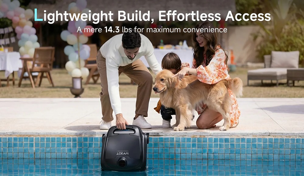 WYBOT B1 Cordless Robotic Pool Cleaner, Full Pool Cleaning, Edge & Corner Brush, Quad-Roller Brush, 120min Runtime, Obstacle-Crossing, Modular Quick-Detach Design