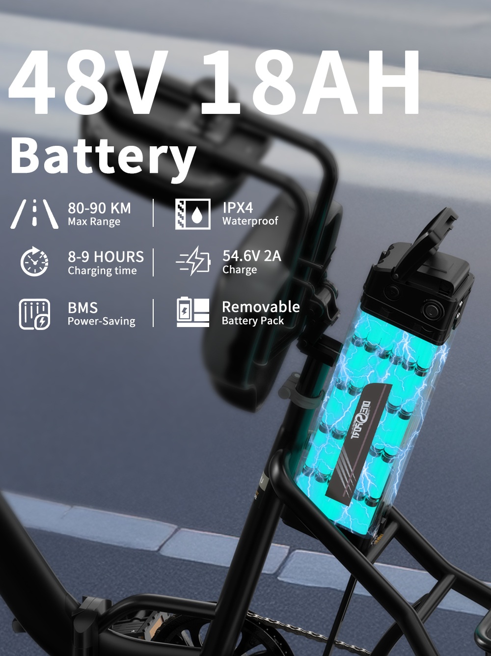 ONESPORT OT30 Pro Elektromos Teherszállító Tricikli, 500 W-os Motor, 48 V 18 Ah Akkumulátor, 20*3 hüvelykes Gumiabroncsok, 25 km/h Max. Sebesség, 90 km Hatótávolság, Hidraulikus Tárcsafékek, Lengéscsillapító Első Villa, Shimano 7 Sebességváltó, 180 kg Max. Terhelhetőség - Fekete