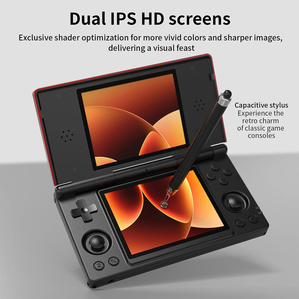 ANBERNIC RG DS Dual Screen Game Console, 4 inch 640*480 IPS Touchscreen, RK3568 Quad-core, 256GB TF Card, Android 14, 6 Hours of Playtime, 20+ Kinds of Simulators - Polar White