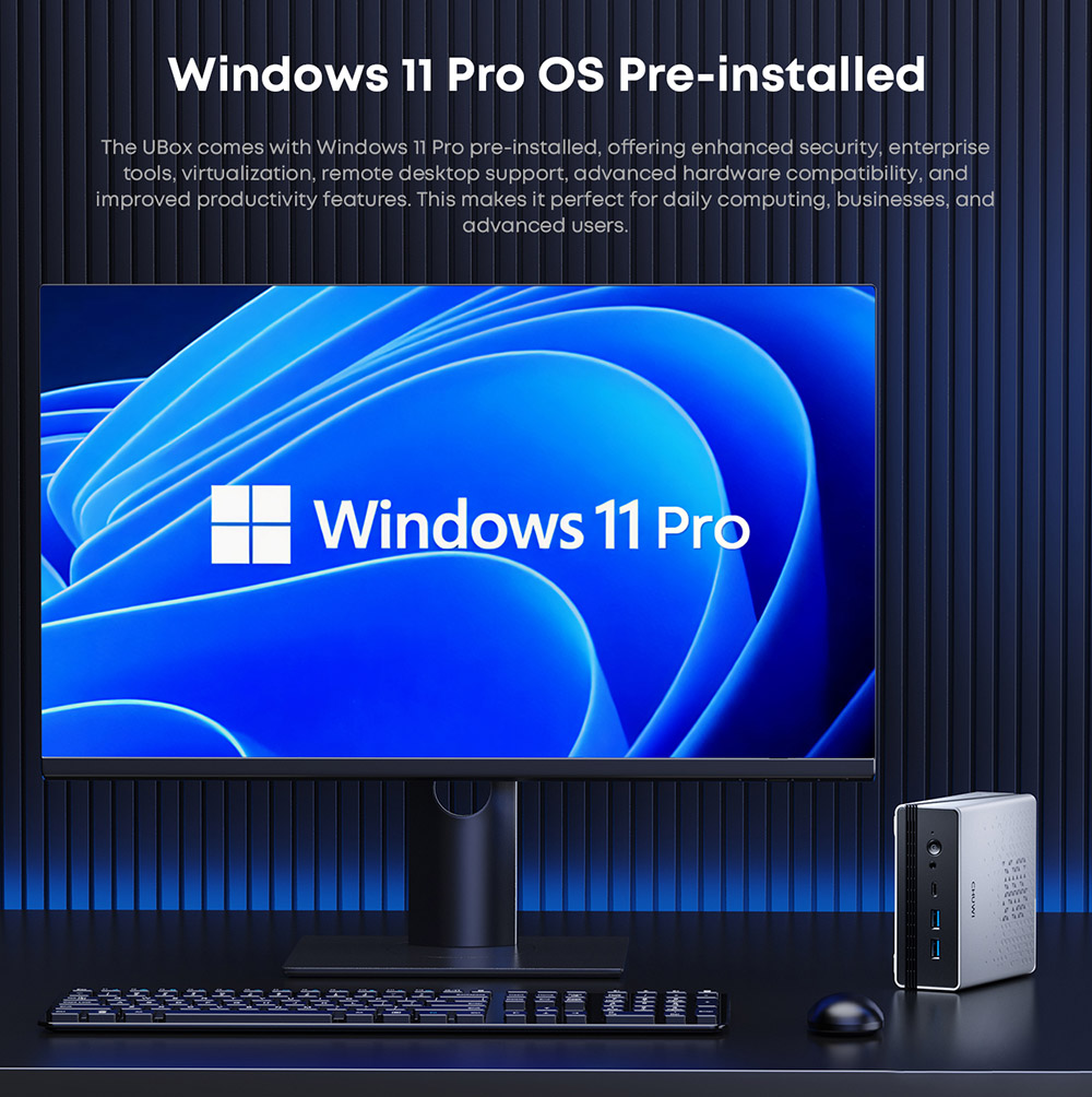 Mini PC CHUWI UBox, processeur AMD Ryzen 5 6600H à 6 cœurs (4,5 GHz max.), 16 Go de RAM LPDDR5 à 6 400 MHz, SSD de 512 Go, triple affichage (DP : 4K à 144 Hz ; HDMI : 4K à 144 Hz ; USB-C : 4K à 240 Hz), Wi-Fi 6, Bluetooth 5.3, 3 ports USB 3.2, 1 port USB 2.0, 2 ports RJ45 1G, 1 prise audio