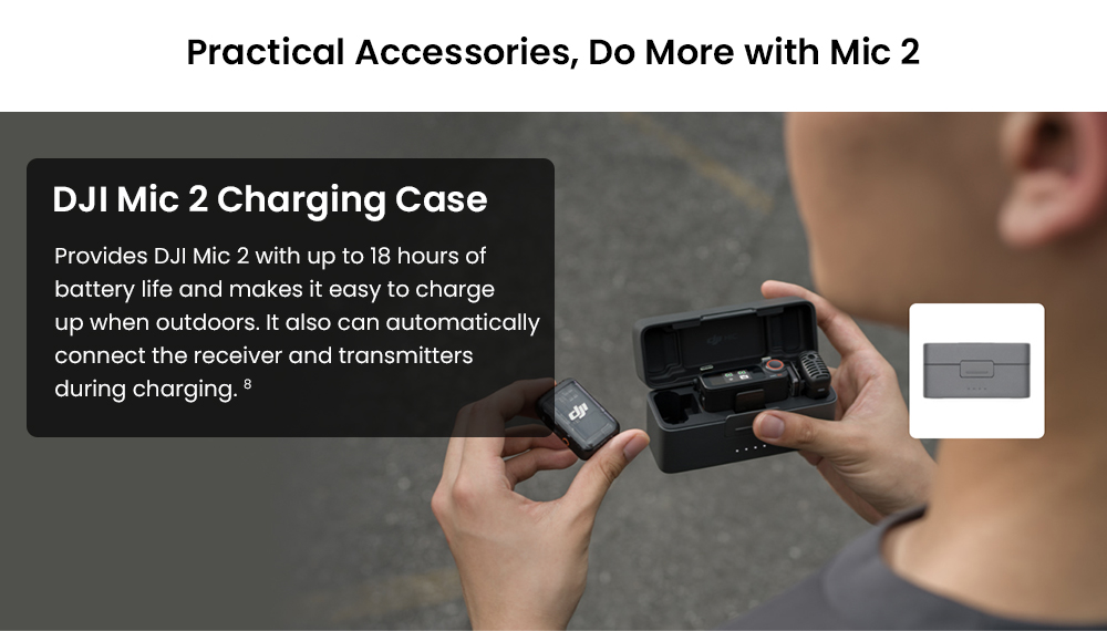 Refurbished DJI Mic 2 Wireless Lavalier Microphone (1TX+1RX), 32-bit Float Recording, 250m Stable Transmission, Intelligent Noise Cancellation, 8GB Internal Storage, Pro Audio for Camera & Smartphone