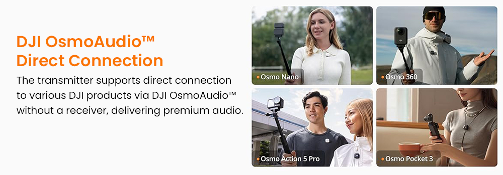 Refurbished DJI Mic 2 Wireless Lavalier Microphone (1TX+1RX), 32-bit Float Recording, 250m Stable Transmission, Intelligent Noise Cancellation, 8GB Internal Storage, Pro Audio for Camera & Smartphone