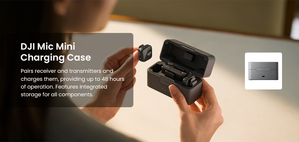 Refurbished DJI Mic Mini Transmitter, Wireless Lavalier Microphone, Omnidirectional Pickup, Intelligent Noise Reduction, OsmoAudio Direct Connect, USB-C Charging, for Camera & Smartphone Vlogging, Interviews & Content Creation - Infinity Black