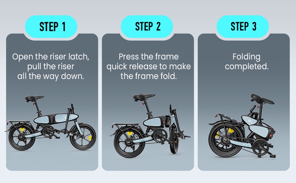 DYU C2 Klapp-E-Bike, 250W Motor, 48V 7,5Ah Batterie, max. 25 km/h, 50 km Reichweite, 16 Zoll