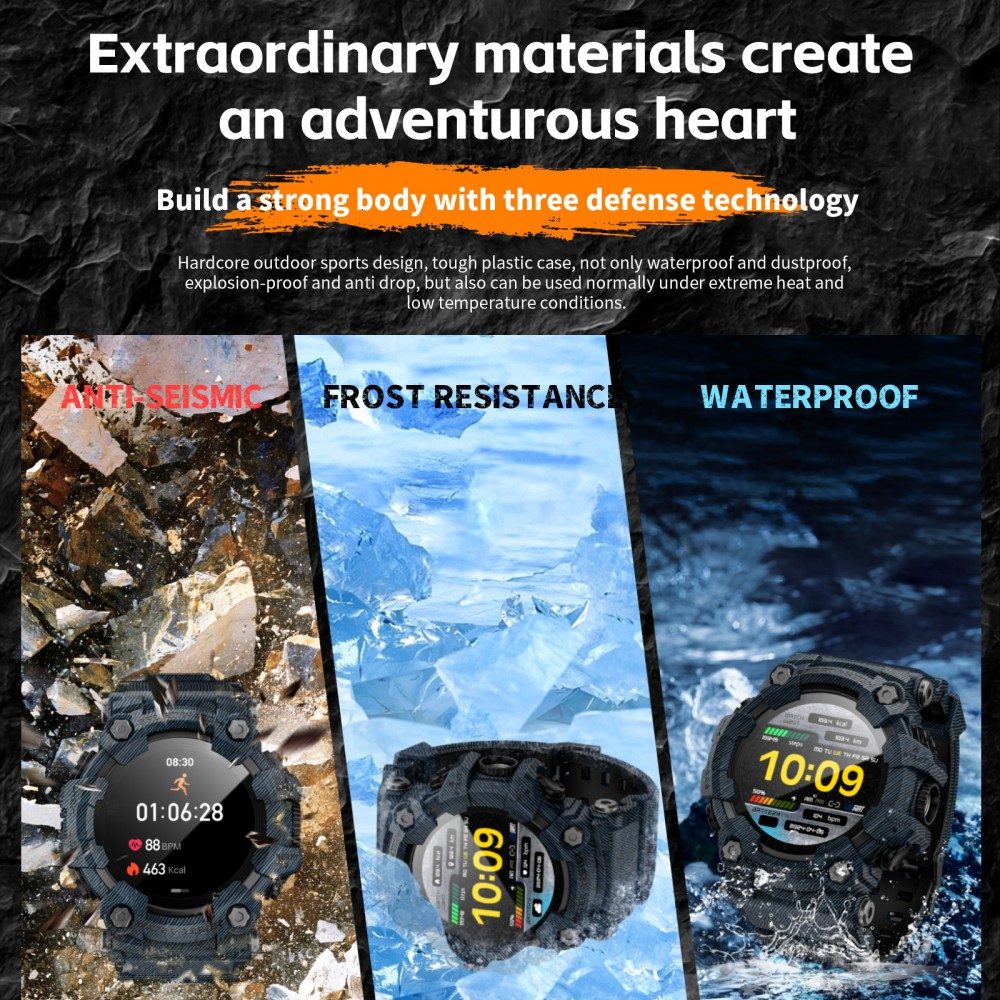 LOKMAT ATTACK GT Smart Watch, 1.32-inch HD Full-Touch Display 360×360, IP68 Waterproof Rugged Outdoor Design, 100+ Sports Modes, Bluetooth Calling, Heart Rate & Sleep Monitoring, 15-Day Battery Life - Blue