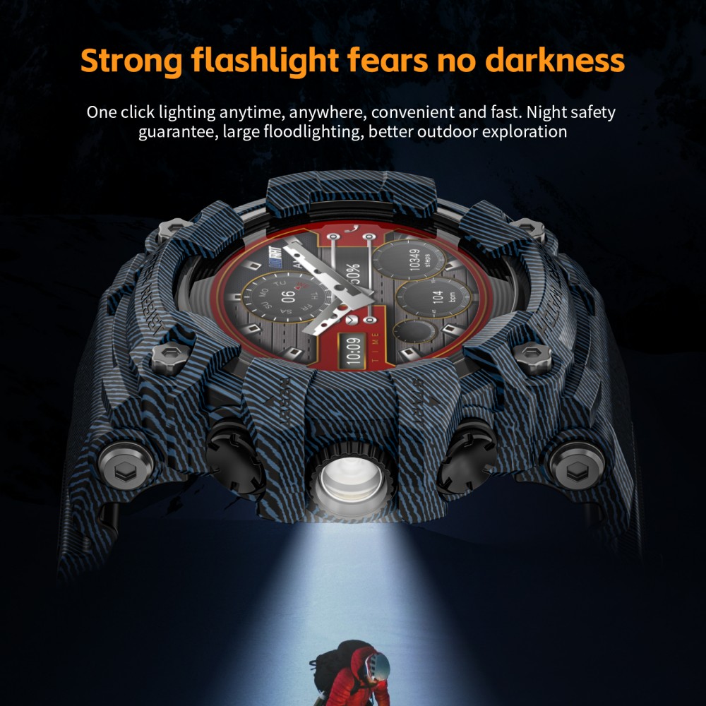 LOKMAT ATTACK GT Smart Watch, 1.32-inch HD Full-Touch Display 360×360, IP68 Waterproof Rugged Outdoor Design, 100+ Sports Modes, Bluetooth Calling, Heart Rate & Sleep Monitoring, 15-Day Battery Life - Blue