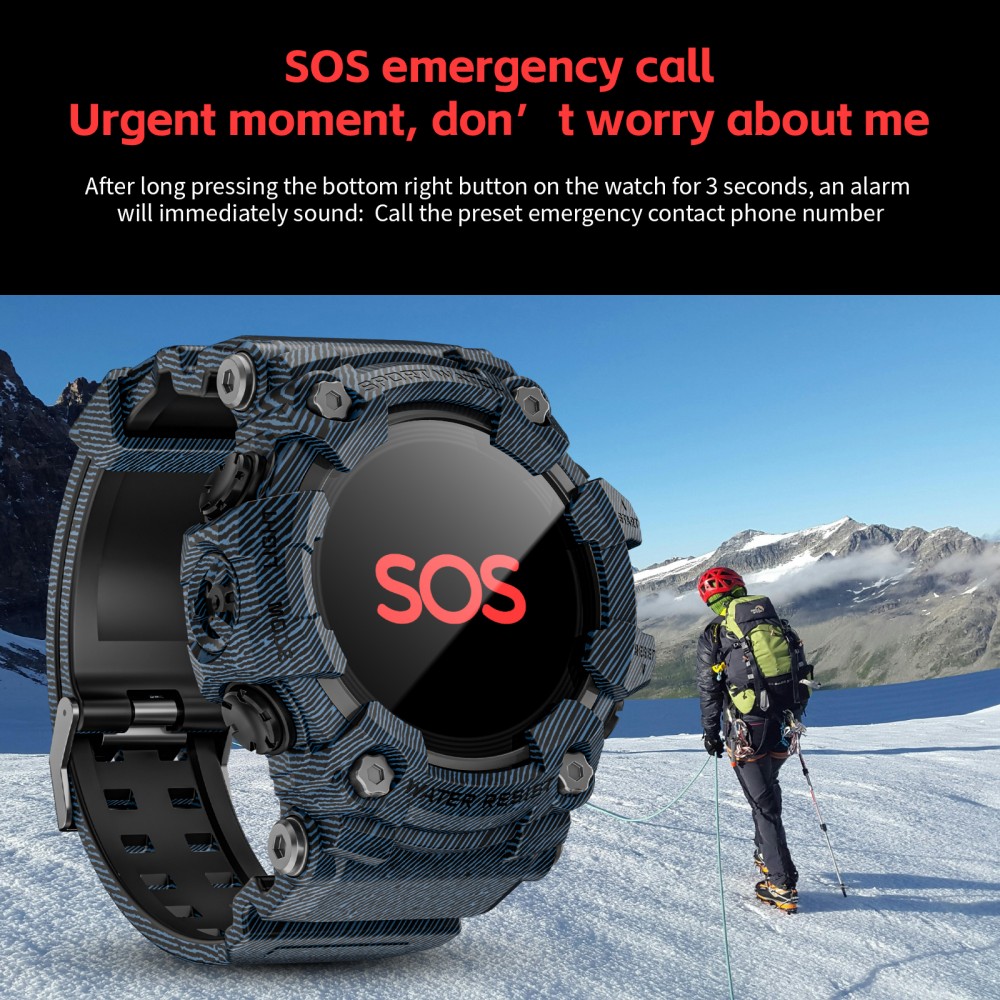 LOKMAT ATTACK GT Smart Watch, 1.32-inch HD Full-Touch Display 360×360, IP68 Waterproof Rugged Outdoor Design, 100+ Sports Modes, Bluetooth Calling, Heart Rate & Sleep Monitoring, 15-Day Battery Life - Blue