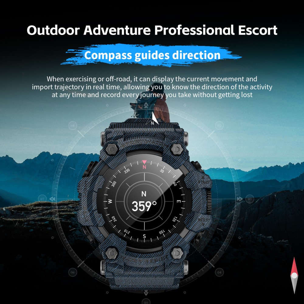 LOKMAT ATTACK GT Smart Watch, 1.32-inch HD Full-Touch Display 360×360, IP68 Waterproof Rugged Outdoor Design, 100+ Sports Modes, Bluetooth Calling, Heart Rate & Sleep Monitoring, 15-Day Battery Life - Blue