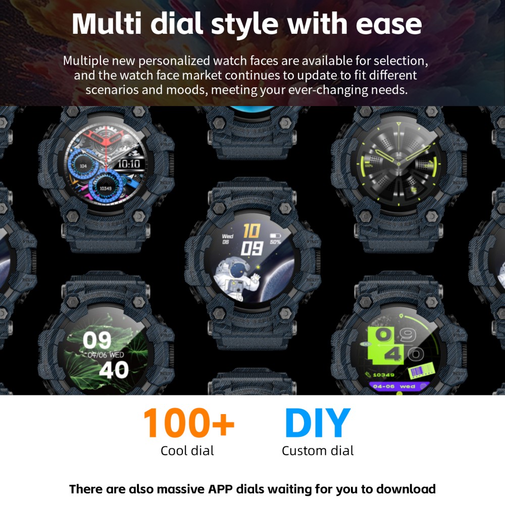 LOKMAT ATTACK GT Smart Watch, 1.32-inch HD Full-Touch Display 360×360, IP68 Waterproof Rugged Outdoor Design, 100+ Sports Modes, Bluetooth Calling, Heart Rate & Sleep Monitoring, 15-Day Battery Life - Blue