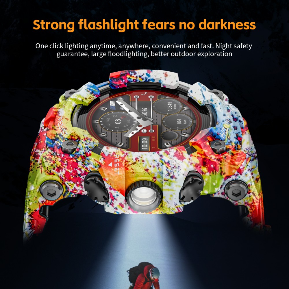 LOKMAT ATTACK GT Smart Watch, 1.32-inch HD Full-Touch Display 360×360, IP68 Waterproof Rugged Outdoor Design, 100+ Sports Modes, Bluetooth Calling, Heart Rate & Sleep Monitoring, 15-Day Battery Life - Pink White