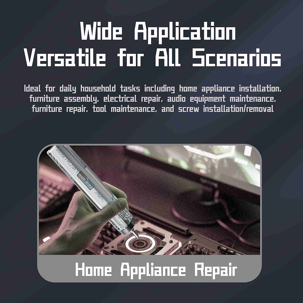 MECHTRON TL-I007S PRO 4V Cyber Screwdriver, 5N·m Electric Torque & 8N·m Manual Torque, 270RPM Speed, 1500mAh Li-ion Battery, Type-C Fast Charging, LED Light, Magnetic Bit Design, Precision Repair Tool