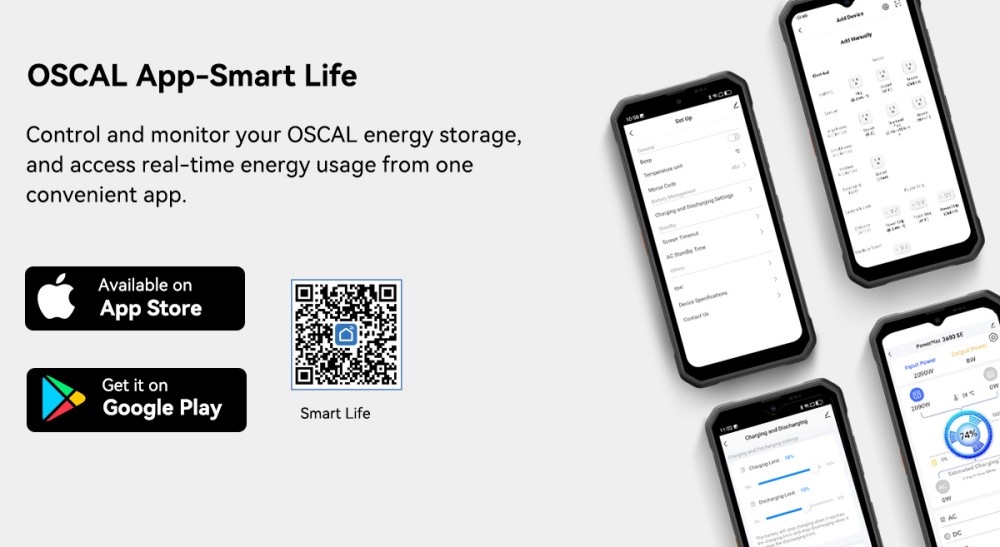 Oscal PowerMax 3600SE Portable Power Station, 3600Wh LiFePO4 Battery, 3600W Pure Sine Wave Output, 4500W Surge, 6 LED Light Modes, USB-C 100W, App Control, Fast Recharge, Solar Generator for Home Backup, RV, Camping - US Plug