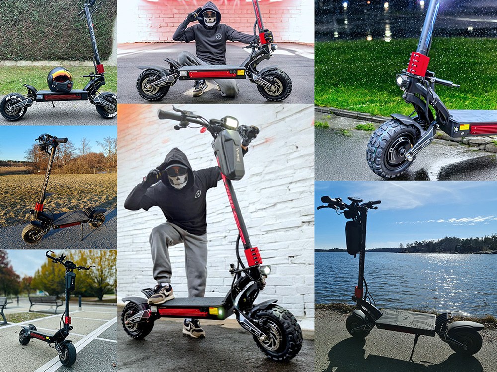 YUME Raptor Electric Scooter, 6000W Dual Motor, 60V 30Ah Battery, 80km/h Speed, 96km Range, 11"×3.95" All-terrain Tires, Dual Hydraulic Brakes, Full Suspension, 150kg Max Load, NFC Unlock