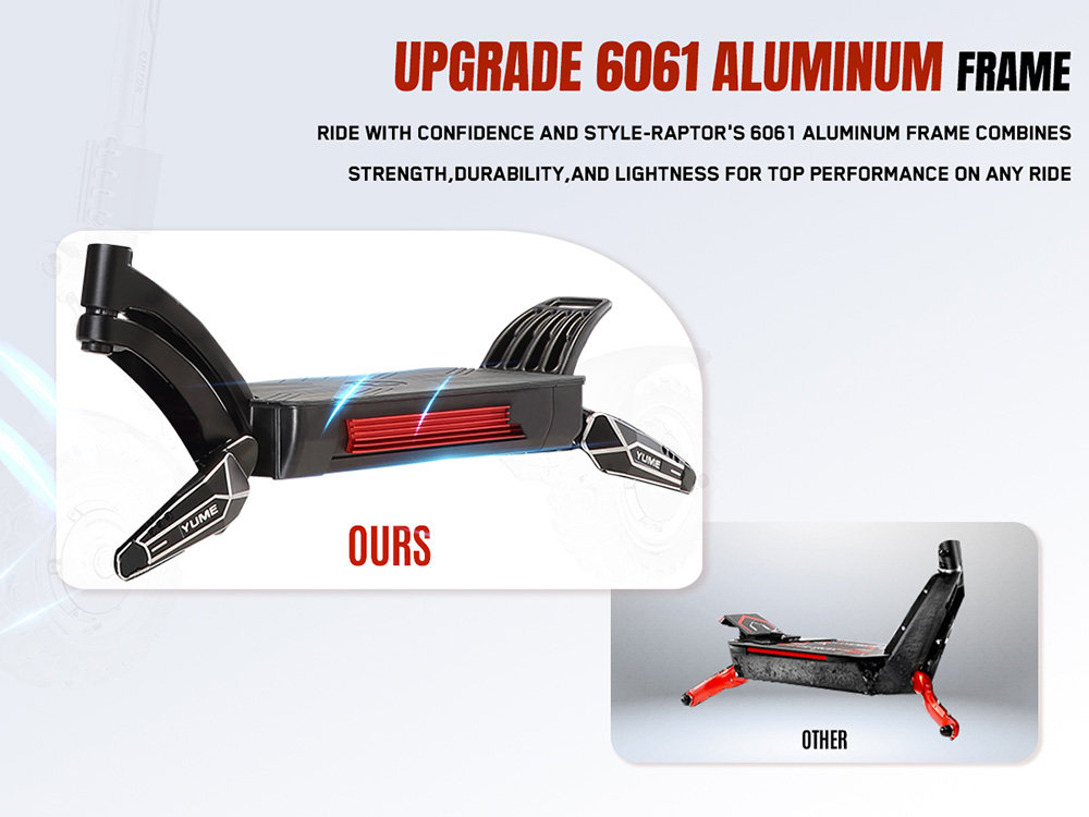 YUME Raptor Electric Scooter, 6000W Dual Motor, 60V 30Ah Battery, 80km/h Speed, 96km Range, 11"×3.95" All-terrain Tires, Dual Hydraulic Brakes, Full Suspension, 150kg Max Load, NFC Unlock