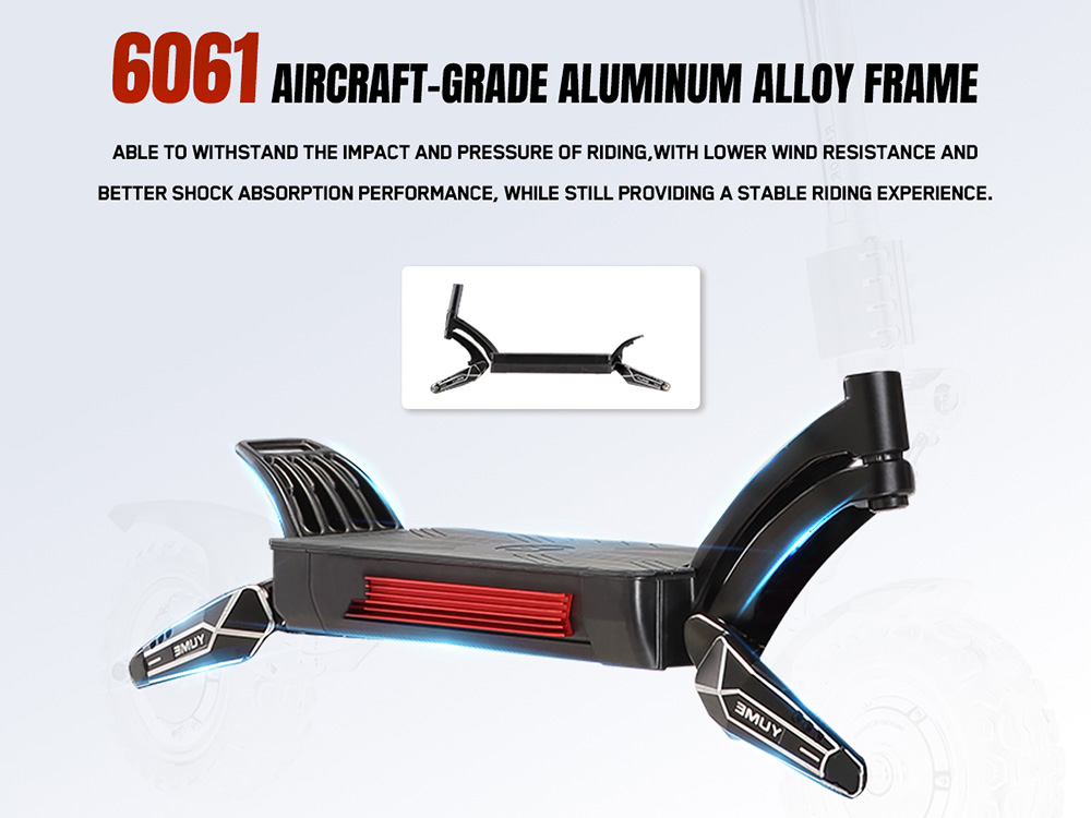 YUME Raptor Electric Scooter, 6000W Dual Motor, 60V 30Ah Battery, 80km/h Speed, 96km Range, 11"×3.95" All-terrain Tires, Dual Hydraulic Brakes, Full Suspension, 150kg Max Load, NFC Unlock