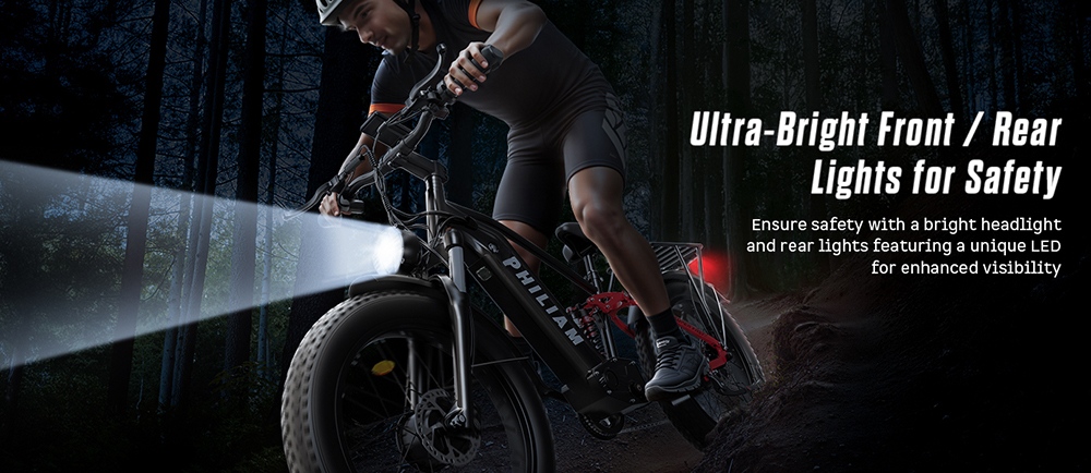 PHILIAM F3 PRO kétmotoros elektromos kerékpár, 1000W*2 (3000W csúcsteljesítmény), 52V 23Ah akkumulátor, 37 mph, 100 mérföld hatótáv, 26
