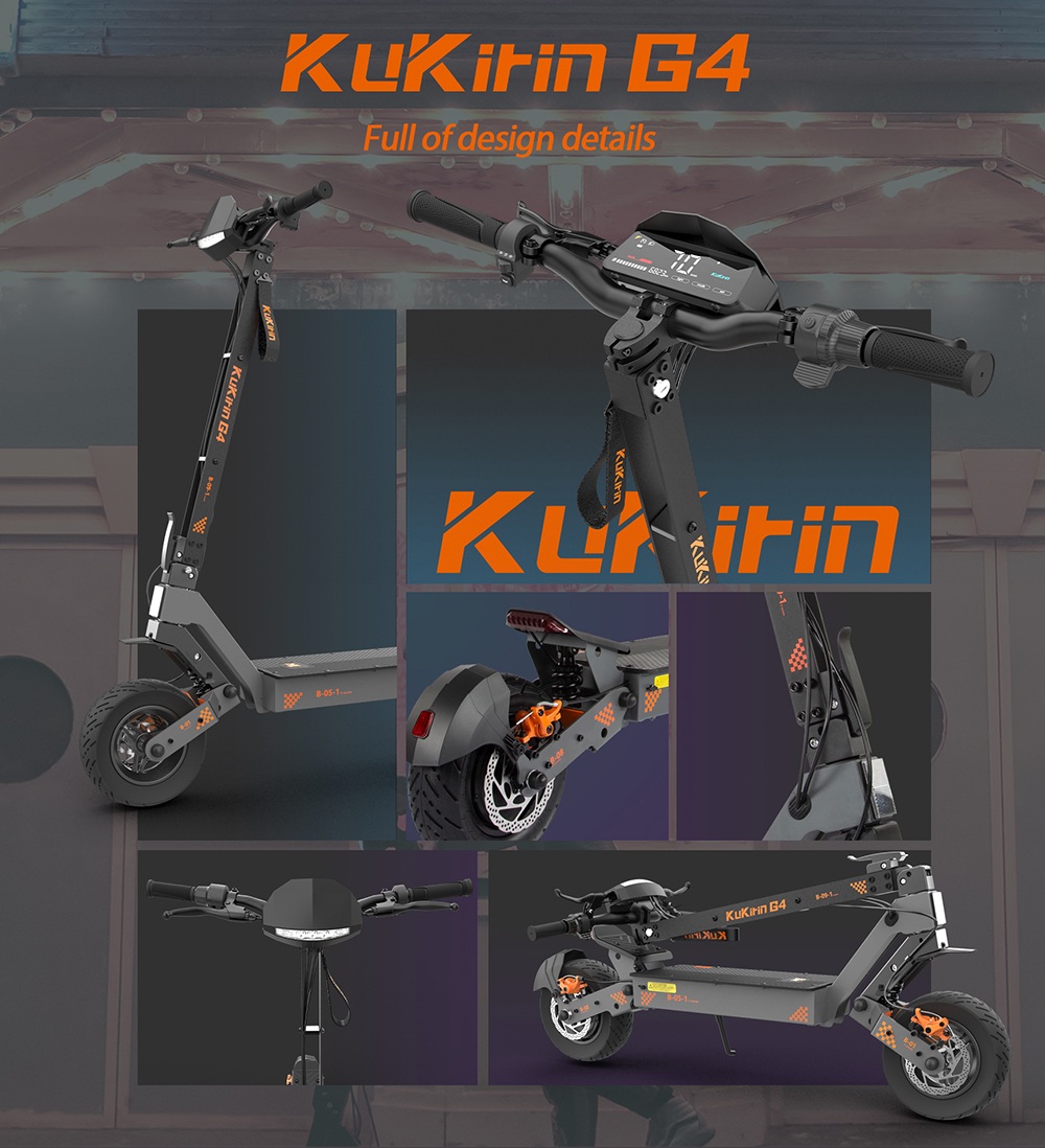 KuKirin G4 (Version 2026) Elektroroller, 2000-W-Motor, 60-V-20-Ah-Akku, 11-Zoll-Reifen, 70 km/h Höchstgeschwindigkeit, 75 km Reichweite, Scheibenbremsen vorne und hinten, Vierarm-Stoßdämpfer