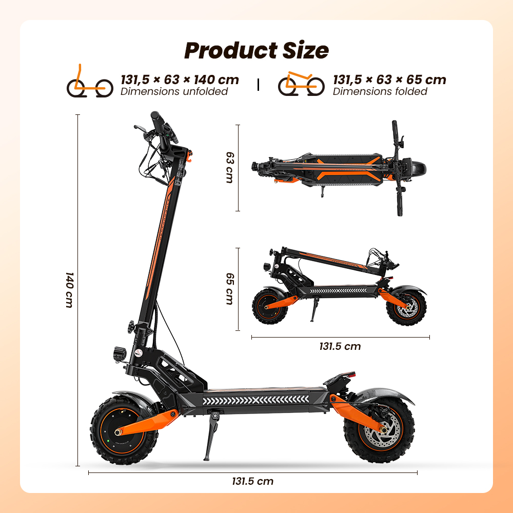 iScooter W12 Faltbarer Elektroroller, Doppelte 1500W-Motoren, 52V 25Ah Batterie, 70 km/h Höchstgeschwindigkeit, 100 km Reichweite, 25 ° Klettern, 150 kg Tragfähigkeit, 11" schlauchlose Offroad-Reifen, Doppelfederung, Dreifachbremsen, IPX4