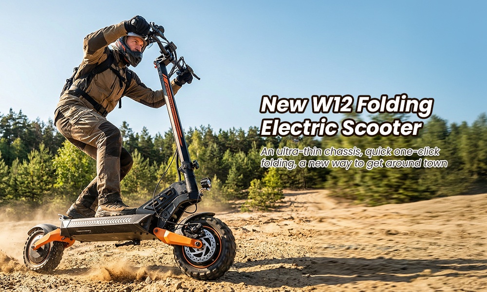 iScooter W12 Faltbarer Elektroroller, Doppelte 1500W-Motoren, 52V 25Ah Batterie, 70 km/h Höchstgeschwindigkeit, 100 km Reichweite, 25 ° Klettern, 150 kg Tragfähigkeit, 11" schlauchlose Offroad-Reifen, Doppelfederung, Dreifachbremsen, IPX4