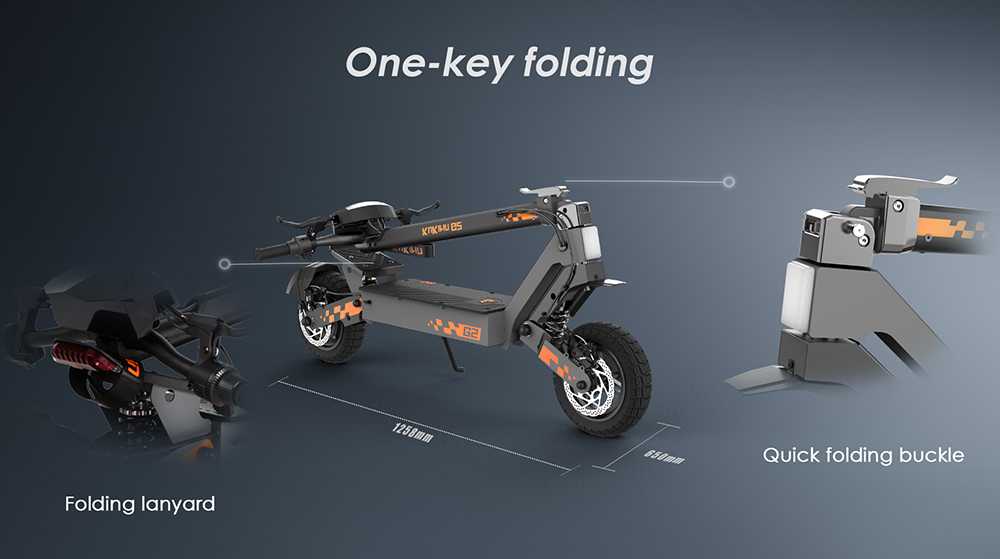 KuKirin G2 Összecsukható Elektromos roller 2026 Frissítés 800W Motor 48V 15.6Ah Akkumulátor 10 hüvelykes Gumiabroncs 45km/h Max. Sebesség 55km Hatótávolság Érintőképernyős Kijelző Tárcsafék 7 Világítási Rendszer - Fekete