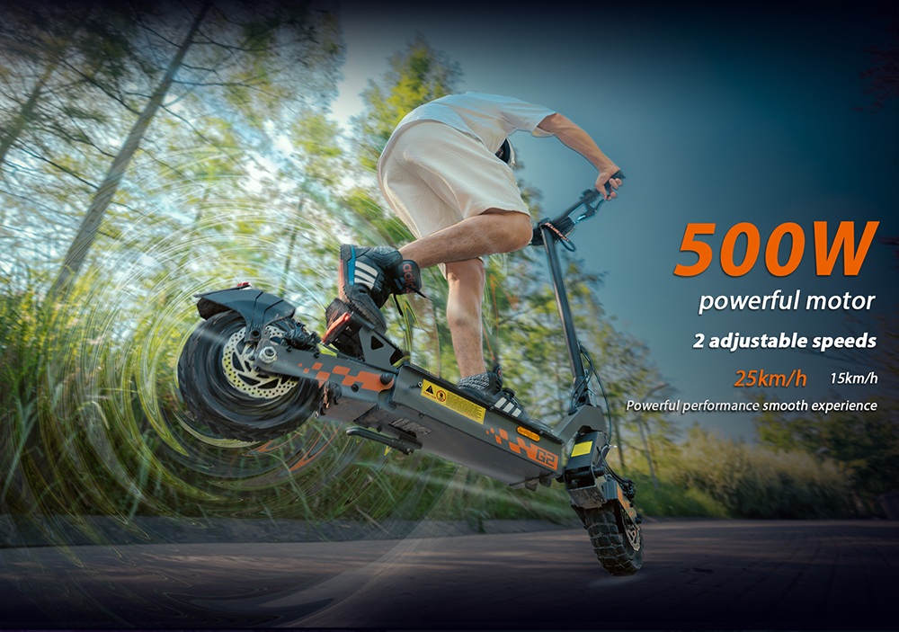 KuKirin G2(VMP) Trottinette électrique, moteur 500W, batterie 48V 15.6Ah, vitesse maximale 25 km/h, autonomie 65 km, pneus sans chambre à air de 10 pouces, freins à disque doubles, 20 ° Escalade, étanche IPX4, charge maximale de 120 kg