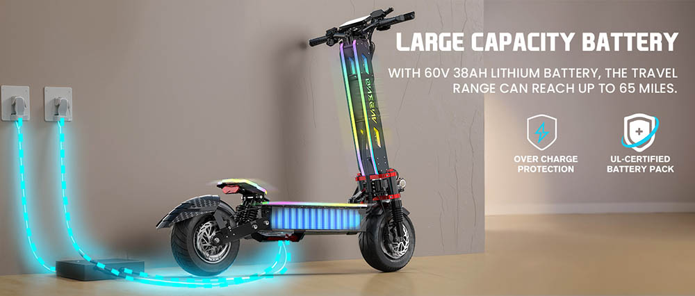 FENGQS GT9 Electric Scooter, 3500W*2 Motor, 60V 38Ah Battery, 12 inch Tires, 80km/h Max Speed, 96km Range, Disc Brakes, Dual Suspension System, Smart Display