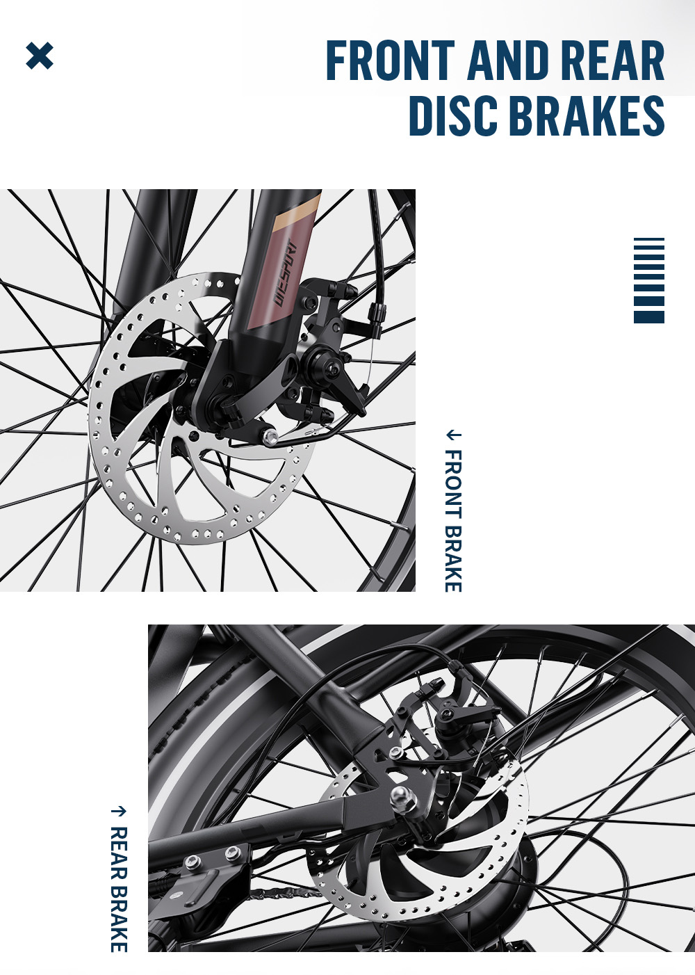 ONESPORT OT16 Electric Bike 20*3.0 inch Tires, 48V 17Ah Battery 25km/h Max Speed 3 Riding Modes 7-Speeds Disc Brakes - Black&Brown