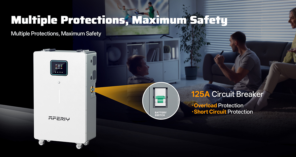 AFERIY PH062 6200 W-os otthoni energiatároló erőmű, 5120 Wh-s LiFePO4 akkumulátor, 6500 W maximális napelemes bemenet, 120 A MPPT, tiszta szinusz inverter, hálózatra kapcsolható/hálózaton kívüli, kettős AC kimenet, WiFi és GPRS távfelügyelet, otthoni biztonsági mentéshez és hálózaton kívüli használatra