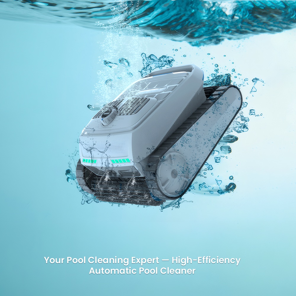 Robot nettoyeur de piscine sans fil AIRROBO CP402 LITE, 4 brosses rotatives, double pompe d'aspiration 6600 GPH, navigation intelligente, batterie 10400 mAh, autonomie de 150 minutes, capacité à franchir les parois à 90°, filtre 4 L, étanchéité IP68, nettoyage du fond, des parois et de la ligne d'eau