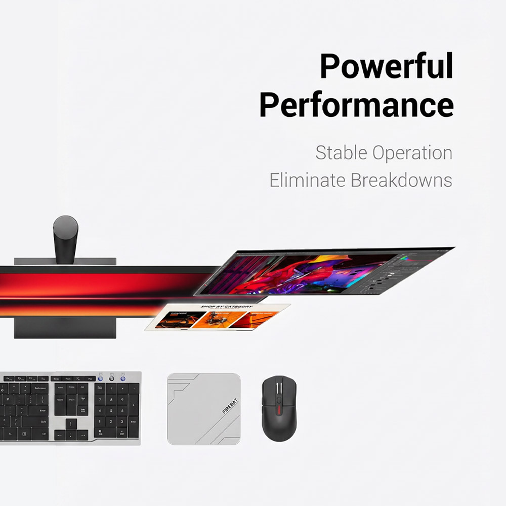 Mini PC FIREBAT F1, processeur AMD Ryzen 7 H255 (8 cœurs, 16 threads jusqu'à 4,9 GHz), carte graphique AMD Radeon 780M, 16 Go de RAM LPDDR5, SSD de 512 Go, USB 4.0 (40 Gbit/s), triple affichage 4K (DP + HDMI + Type-C), Wi-Fi 6, Bluetooth 5.2, LAN RJ45 2,5 GHz, double extension SSD M.2