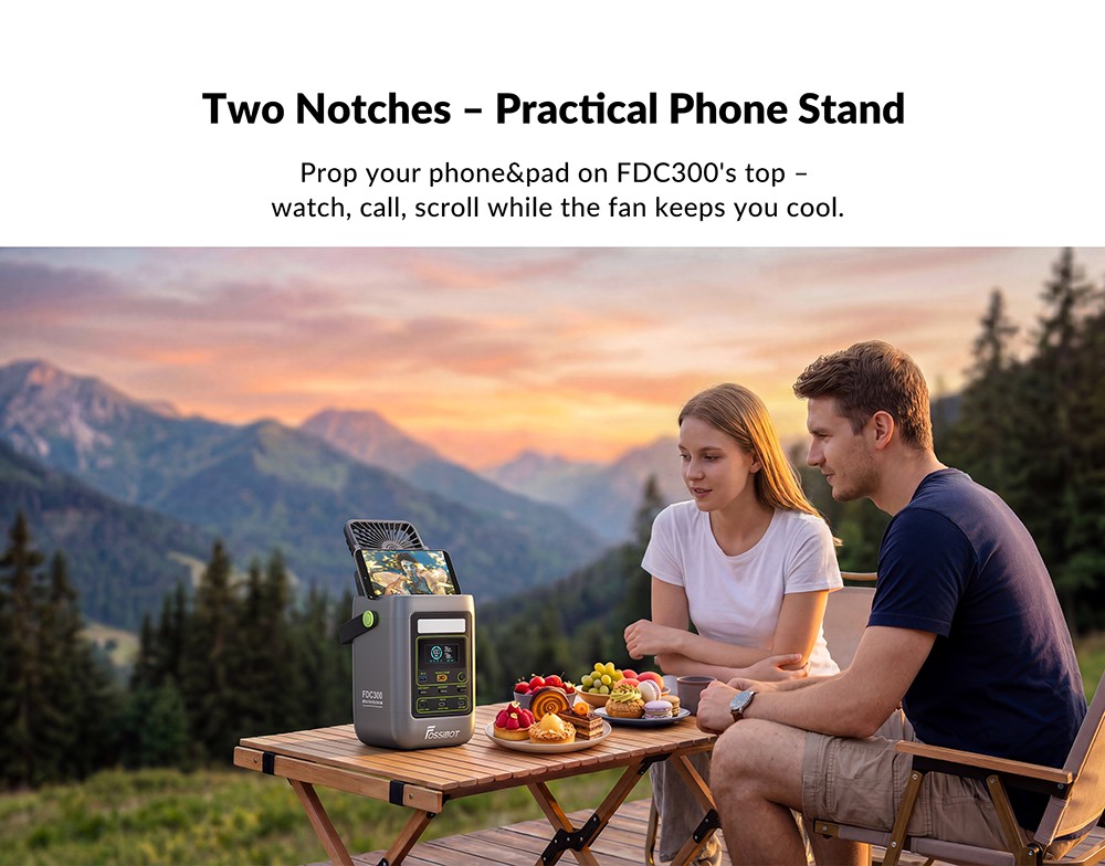 FOSSiBOT FDC300 Portable Power Station, 288Wh LiFePO4 Battery, Dual 140W USB-C High Power Output, Fast Charging via USB-C/Solar/Car, QC3.0 USB-A Port, XT60 Car & Solar Input, Smart HD Display, Built-in Cooling Fan, Smart HD Display
