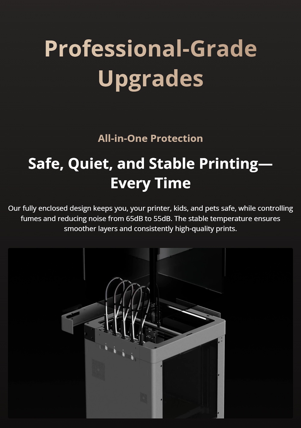 Flashforge Creator 5 Pro 3D-Drucker, 4 unabhängige Werkzeugköpfe, 600 mm/s Verfahrgeschwindigkeit, 256 × 256 × 256 mm Bauraum, 320 °C Extruder, beheizte Kammer, HEPA13-Luftfilterung, automatische Nivellierung, WLAN-Fernüberwachung