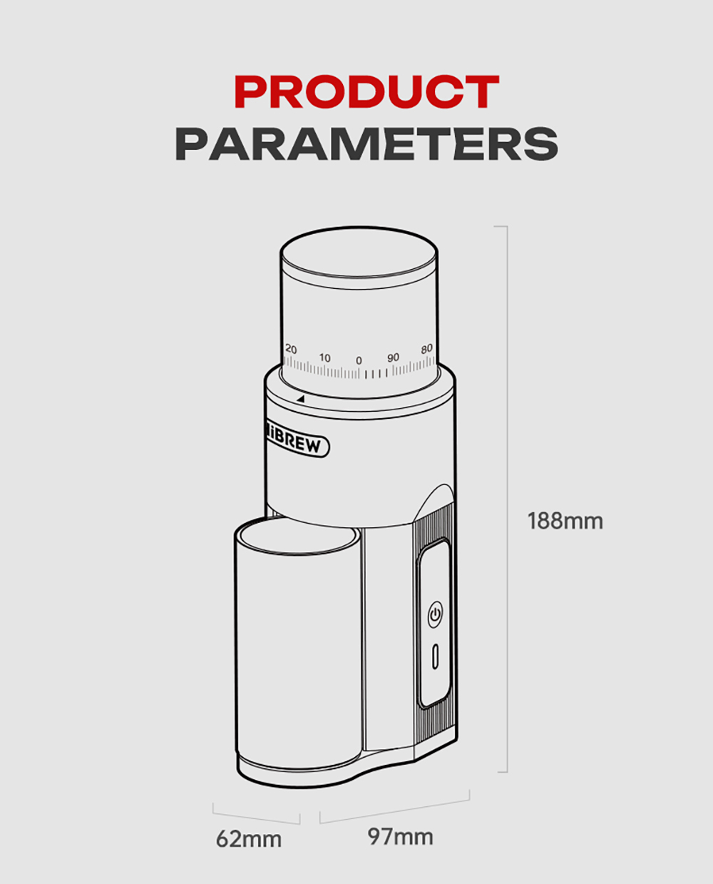 Moulin à café électrique portable HiBREW G5 MINI, meule réglable sur 100 niveaux, double batterie 5200 mAh, meule conique de 38 mm en acier inoxydable SUS420, capacité de 20 g, broyage silencieux à 100 tr/min, chargement USB-C