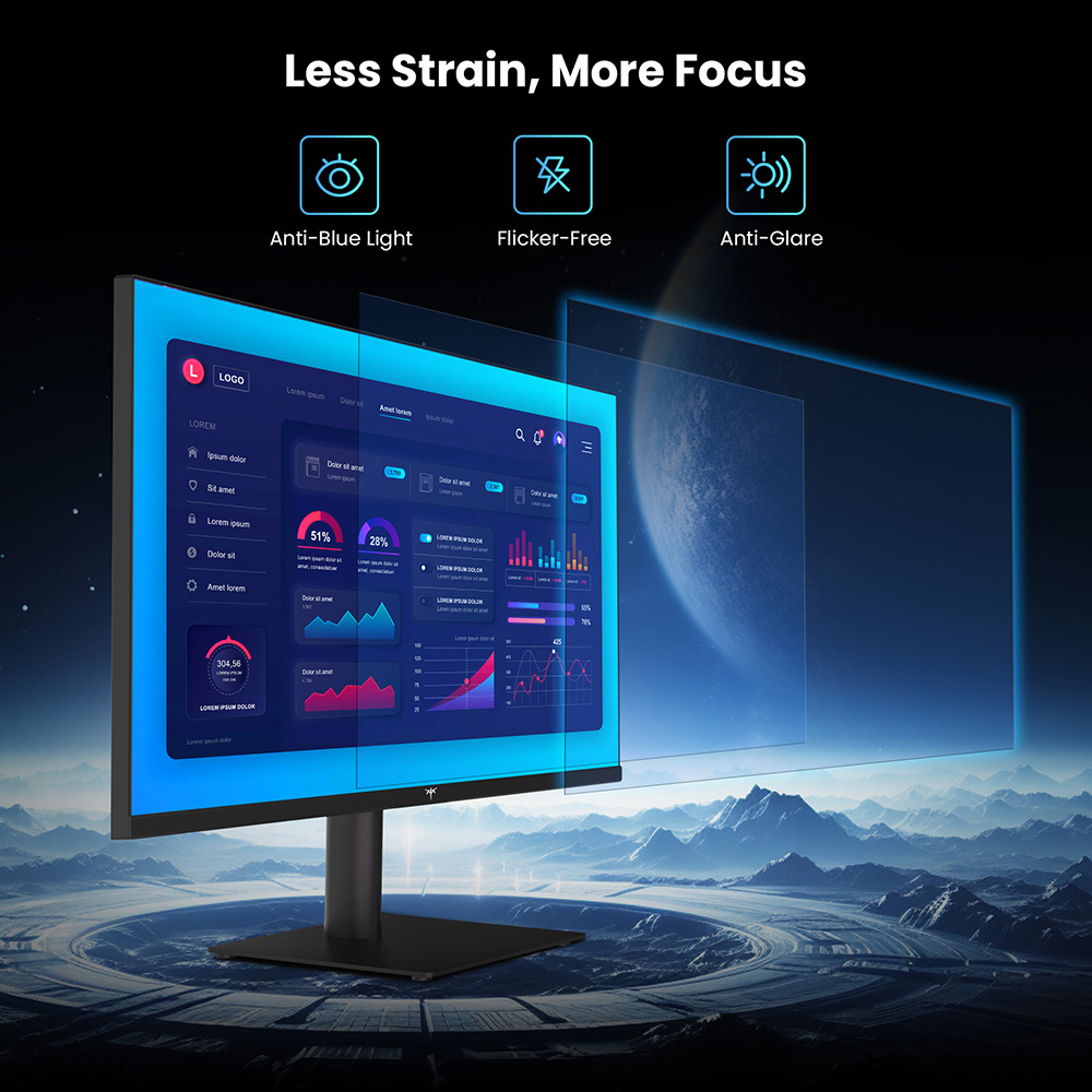KTC H27T27 Office Monitor, 27 inch 2560×1440 2K QHD Fast IPS Screen, 120Hz OC Refresh Rate, 99% sRGB, HDR, FreeSync & G-Sync Compatible, Low Blue Light & Flicker-Free, Adjustable Tilt Stand, 100×100mm VESA Mount