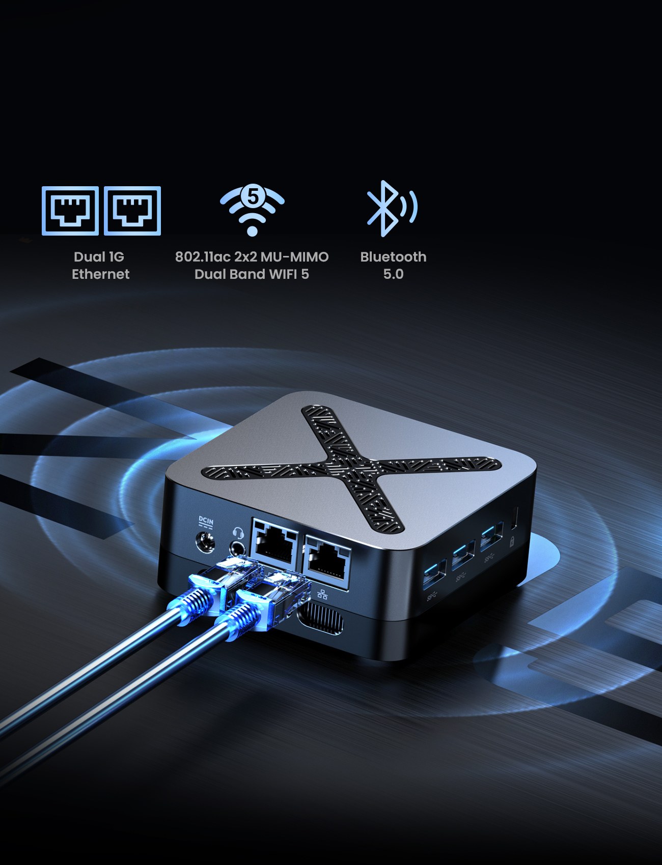 MINIX Z95 Mini-PC, Intel N95 Prozessor (4 Kerne, max. 3,4 GHz), 16 GB LPDDR5X RAM, 512 GB PCIe NVMe SSD, DisplayPort + Dual HDMI 2.1 4K Triple-Display, WLAN 5, Bluetooth 5.0, Dual Gigabit Ethernet, 3 x USB-A 3.2, 1 x Audioanschluss, kompaktes aktives Kühlsystem