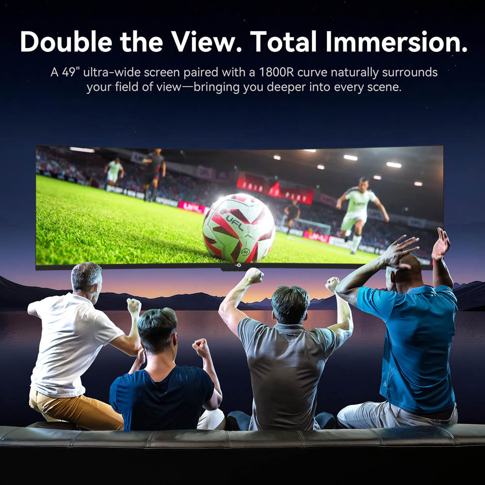 TITAN ARMY C49C1S Gaming-Monitor, 49 Zoll (124,5 cm) Curved-VA-Bildschirm (1800R), Dual-QHD-Auflösung (5120 × 1440), 240 Hz Bildwiederholfrequenz, 1 ms MPRT, HDR400, KVM-Anschluss, Bild-in-Bild/Bild-vor-Bild-Funktion, Game+, FreeSync- und G-Sync-kompatibel, 1 × HDMI 2.1, 2 × DisplayPort 1.4, 1 × USB-C, 1 × Audioanschluss, VESA-Halterung (75 × 75 mm)