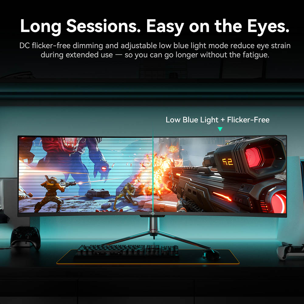 TITAN ARMY C49C1S Gaming-Monitor, 49 Zoll (124,5 cm) Curved-VA-Bildschirm (1800R), Dual-QHD-Auflösung (5120 × 1440), 240 Hz Bildwiederholfrequenz, 1 ms MPRT, HDR400, KVM-Anschluss, Bild-in-Bild/Bild-vor-Bild-Funktion, Game+, FreeSync- und G-Sync-kompatibel, 1 × HDMI 2.1, 2 × DisplayPort 1.4, 1 × USB-C, 1 × Audioanschluss, VESA-Halterung (75 × 75 mm)