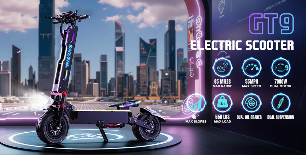 FENGQS GT9 Electric Scooter, 3500W*2 Motor, 60V 38Ah Battery, 12 inch Tires, 80km/h Max Speed, 96km Range, Disc Brakes, Dual Suspension System, Smart Display
