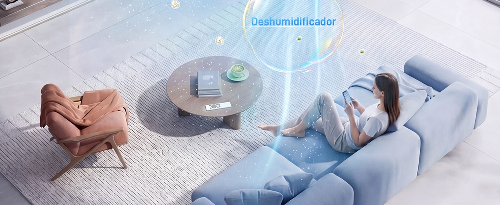 HUMILABS A016TC Climatiseur portable, capacité de refroidissement de 9000 BTU, débit d'air de 300 m³/h, refroidissement/ventilateur/déshumidificateur, fonctionnement silencieux à 50dB, minuterie 24h, mode veille, panneau tactile LED et télécommande