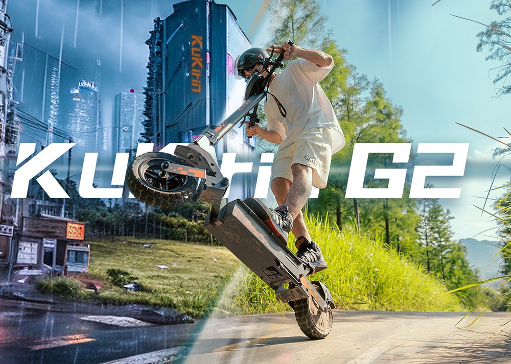 KuKirin G2 Összecsukható Elektromos roller 2026 Frissítés 800W Motor 48V 15.6Ah Akkumulátor 10 hüvelykes Gumiabroncs 45km/h Max. Sebesség 55km Hatótávolság Érintőképernyős Kijelző Tárcsafék 7 Világítási Rendszer - Fekete