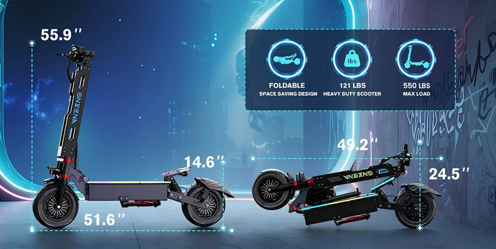 FENGQS GT9 Electric Scooter, 3500W*2 Motor, 60V 38Ah Battery, 12 inch Tires, 80km/h Max Speed, 96km Range, Disc Brakes, Dual Suspension System, Smart Display