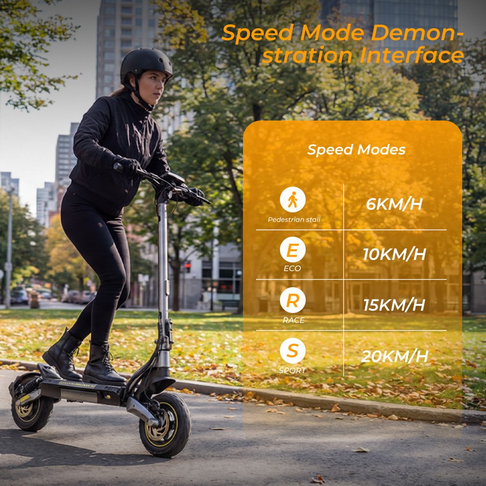 iScooter V5Pro Faltbarer Elektroroller, 1000W Motor, 20km/h Höchstgeschwindigkeit, 70km Reichweite, 48V 12,5Ah Batterie, Doppelte Federung, Doppelte Scheibenbremsen + E-Bremse, 10' schlauchlose Offroad-Reifen, APP-Steuerung
