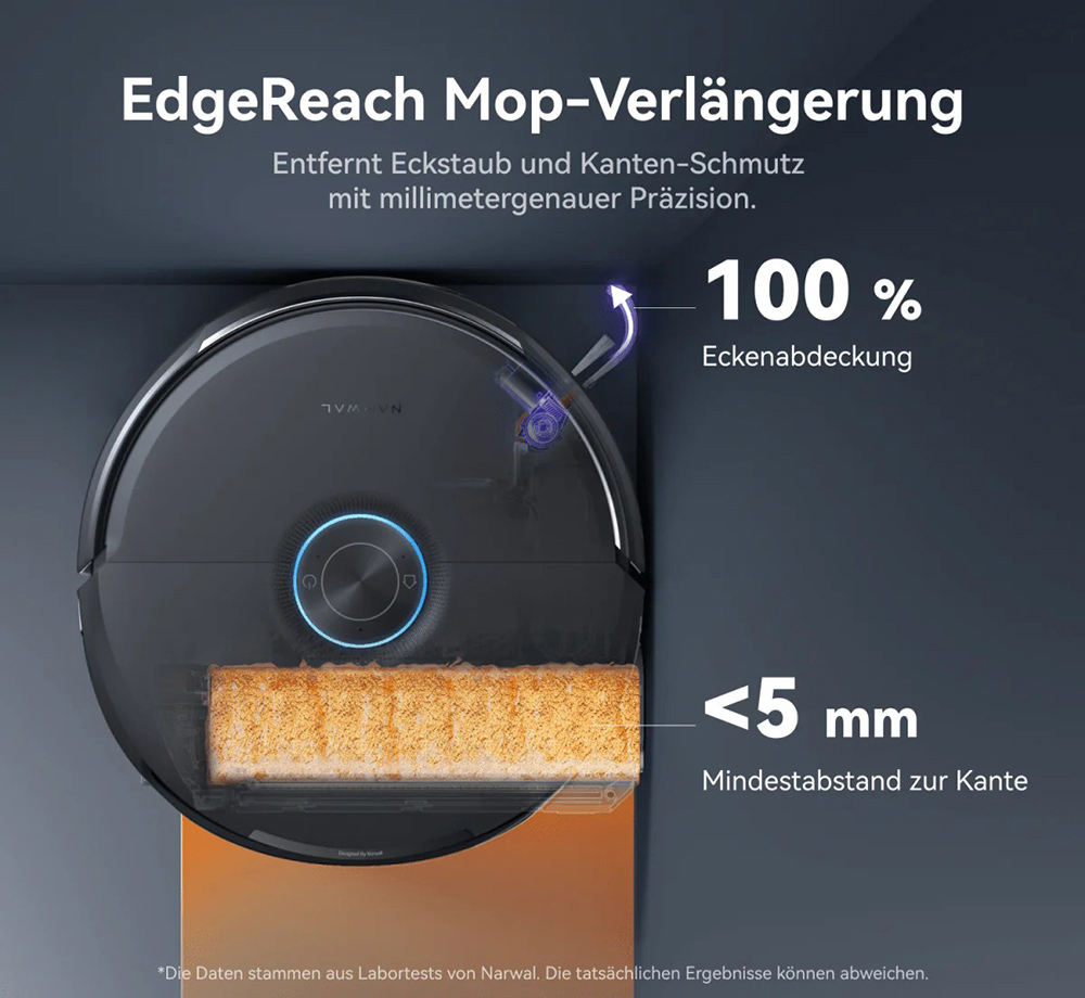 Narwal Flow 2 Saug- und Wischroboter, 31.000 Pa Saugkraft, Dual-1080p-KI-Sicht, versteckte LiDAR-Navigation, 60°C Heißwasser-Wischreinig, 7000-mAh-Akku, Anti-Verhedderungs-System, 2,4-l-Auto-Staubabsaugung, wartungsfreie Basisstation bis zu 120 Tage