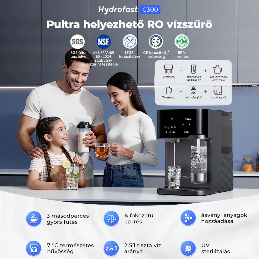 Hydrofast C300 RO Asztali Vízszűrő+ HF04 Kompozit Szűrő