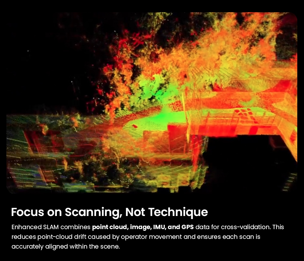 3DMakerpro Raven LiDAR Scanner, Single 12MP Camera, 100m Scan Range, 150,000 Points/s, 360°×40° FOV, 4K True-Color Capture, 32GB Storage, 12000mAh Battery, Wi-Fi 5, USB-C PD 65W